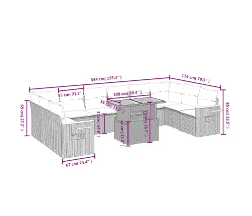 11-Osaline Aiadiivani Komplekt Patjadega, Hall, Polürotang