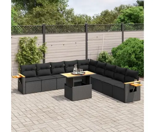 Sodo Komplektas Su Pagalvėlėmis, 11 Dalių, Juodas, Poliratanas