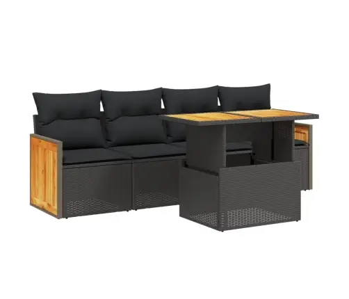 5-Daļīgs Dārza Dīvāna Komplekts Ar Matračiem, Pe Rotangpalma Vidaxl