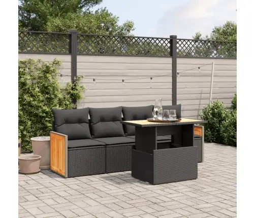 5-Daļīgs Dārza Dīvāna Komplekts Ar Matračiem, Pe Rotangpalma Vidaxl