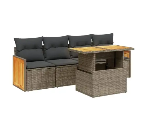 Sofos Komplektas Su Pagalvėlėmis, 5 Dalių, Pilkas, Poliratanas