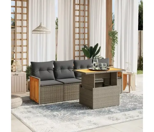 Sofos Komplektas Su Pagalvėlėmis, 5 Dalių, Pilkas, Poliratanas