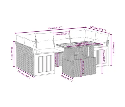 7-Daļīgs Dārza Dīvāna Komplekts Ar Matračiem, Melna Pe Vidaxl