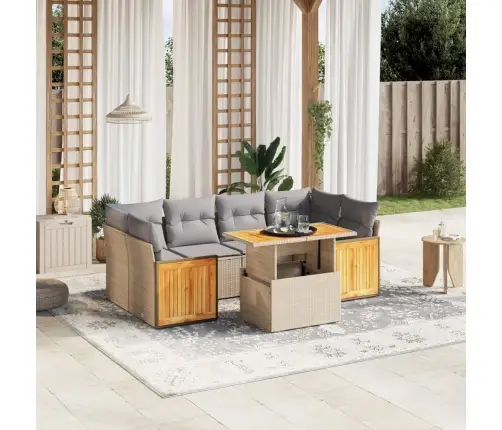 7-Daļīgs Dārza Dīvāna Komplekts, Matrači, Bēša Pe Rotangpalma Vidaxl