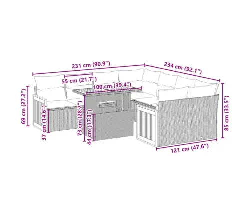 Sodo Komplektas Su Pagalvėlėmis, 9 Dalių, Juodas, Poliratanas