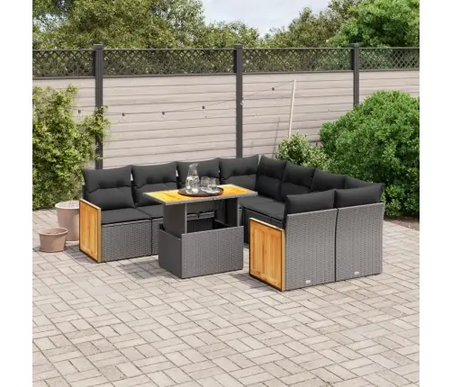 Sodo Komplektas Su Pagalvėlėmis, 9 Dalių, Juodas, Poliratanas