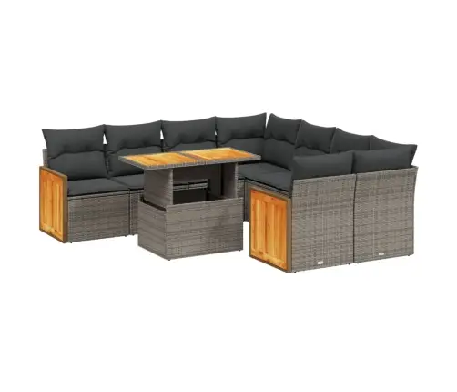 Sofos Komplektas Su Pagalvėlėmis, 9 Dalių, Pilkas, Poliratanas