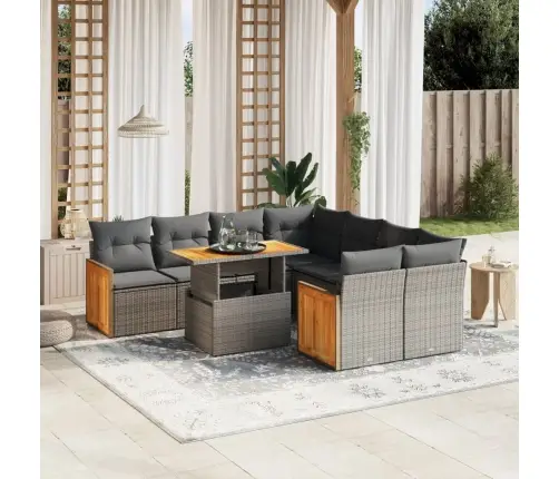 Sofos Komplektas Su Pagalvėlėmis, 9 Dalių, Pilkas, Poliratanas