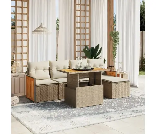 6-Osaline Aiadiivani Komplekt Patjadega, Beež, Polürotang