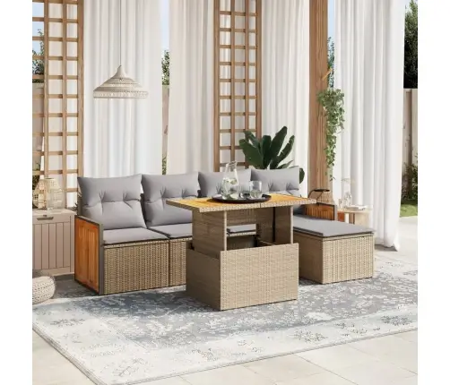 6-Osaline Aiadiivani Komplekt Patjadega, Beež, Polürotang