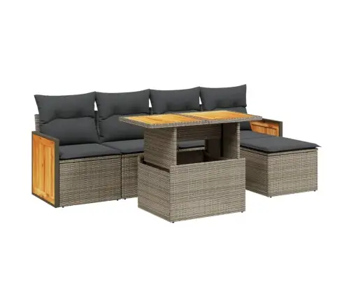 6-Daļīgs Dārza Dīvāna Komplekts Ar Matračiem, Pelēks Pe Pinums Vidaxl