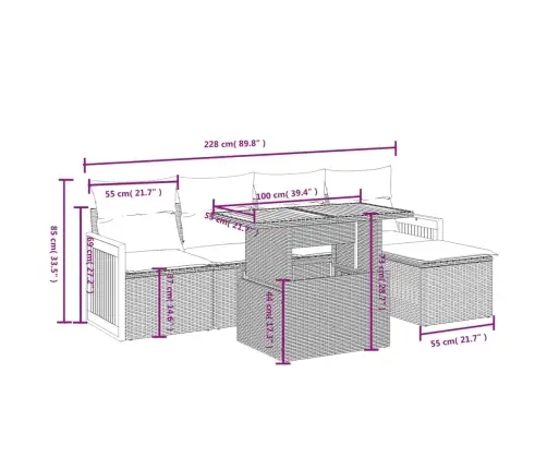 6-Daļīgs Dārza Dīvāna Komplekts Ar Matračiem, Pelēks Pe Pinums Vidaxl