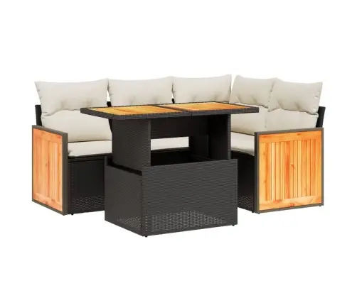 5-Osaline Aiadiivanikomplekt Patjadega, Must, Polürotang