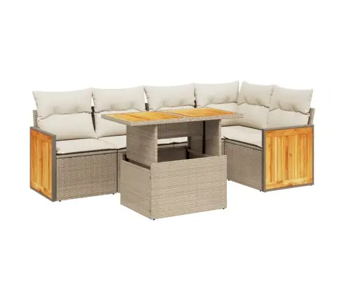 6-Daļīgs Dārza Dīvāna Komplekts, Matrači, Bēša Pe Rotangpalma Vidaxl