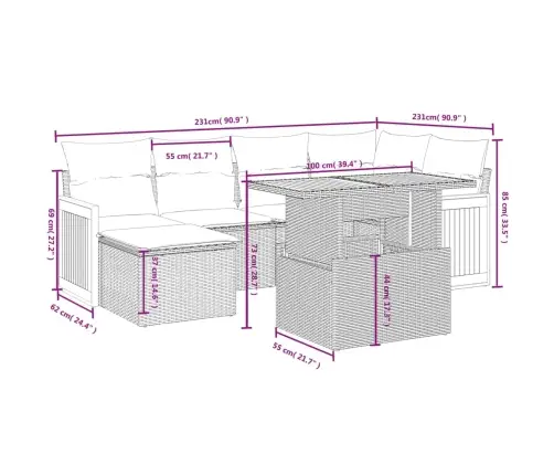 6-Daļīgs Dārza Dīvāna Komplekts, Matrači, Bēša Pe Rotangpalma Vidaxl