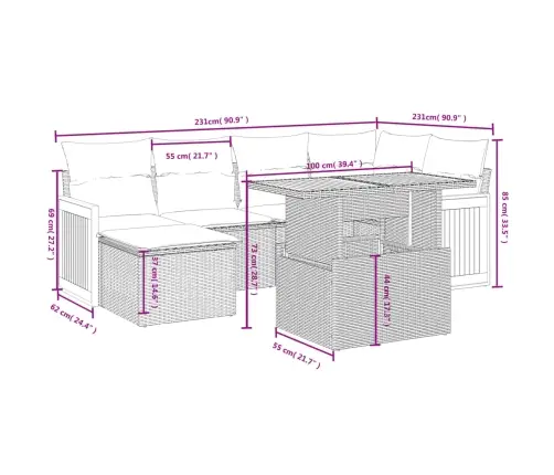 6-Osaline Aiadiivani Komplekt Patjadega, Beež, Polürotang