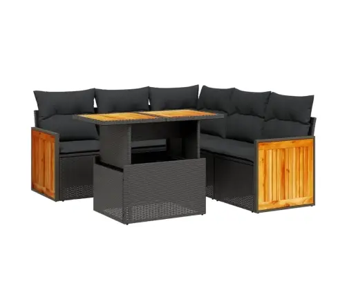 6-Daļīgs Dārza Dīvāna Komplekts, Matrači, Melna Pe Rotanpalma Vidaxl