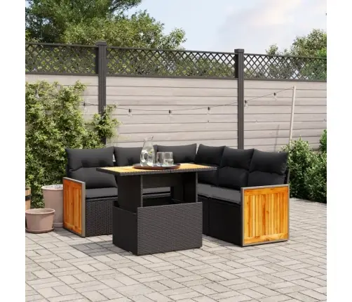 6-Daļīgs Dārza Dīvāna Komplekts, Matrači, Melna Pe Rotanpalma Vidaxl