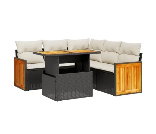 6-Daļīgs Dārza Dīvāna Komplekts, Matrači, Melna Pe Rotanpalma Vidaxl