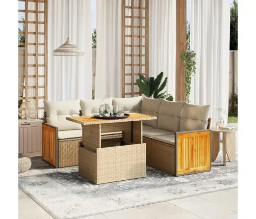 6-Osaline Aiadiivani Komplekt Patjadega, Beež, Polürotang