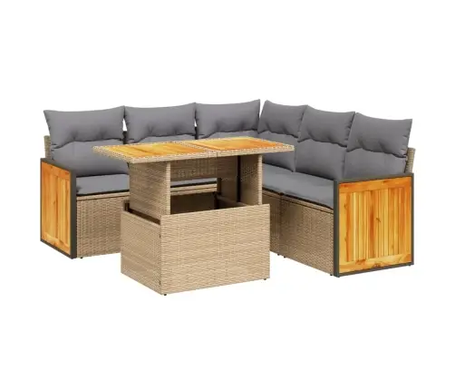 Sofos Komplektas Su Pagalvėlėmis, 6 Dalių, Smėlio, Poliratanas