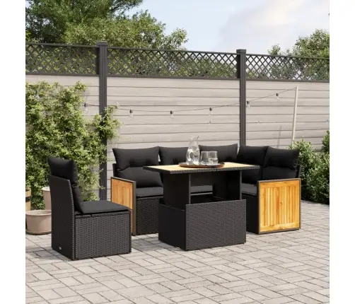 6-Daļīgs Dārza Dīvāna Komplekts, Matrači, Melna Pe Rotanpalma Vidaxl