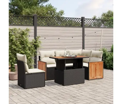 6-Daļīgs Dārza Dīvāna Komplekts, Matrači, Melna Pe Rotanpalma Vidaxl