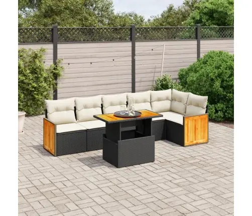 7-Daļīgs Dārza Dīvāna Komplekts Ar Matračiem, Melna Pe Vidaxl