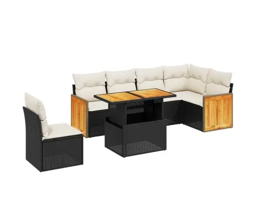 7-Daļīgs Dārza Dīvāna Komplekts Ar Matračiem, Melna Pe Vidaxl