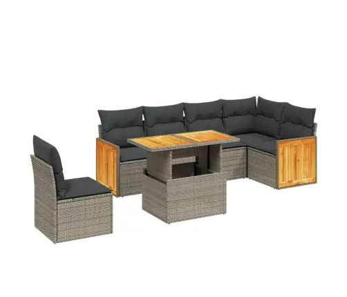 Sofos Komplektas Su Pagalvėlėmis, 7 Dalių, Pilkas, Poliratanas