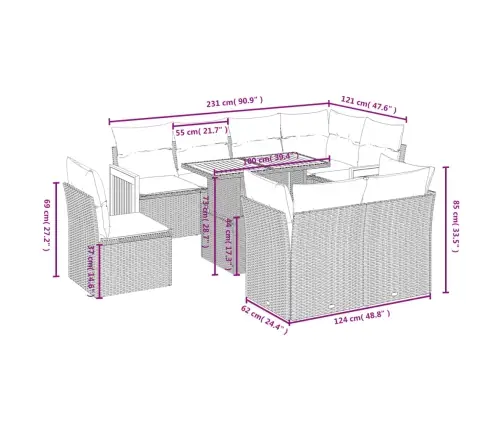 9-Osaline Aiadiivani Komplekt Patjadega, Must, Polürotang