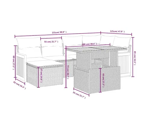7-Daļīgs Dārza Dīvāna Komplekts Ar Matračiem, Melna Pe Vidaxl