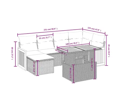 7-Osaline Aiadiivani Komplekt Patjadega, Must, Polürotang