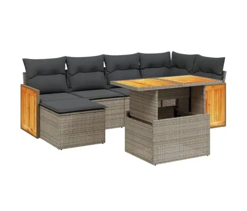 7-Daļīgs Dārza Dīvāna Komplekts, Matrači, Pelēka Pe Rotangpalma Vidaxl