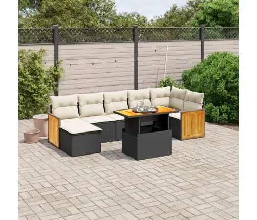 8-Daļīgs Dārza Dīvāna Komplekts, Matrači, Melna Pe Rotangpalma Vidaxl