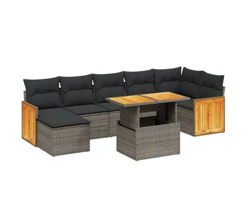 8-Daļīgs Dārza Dīvāna Komplekts Ar Matračiem, Pelēks Pe Pinums Vidaxl