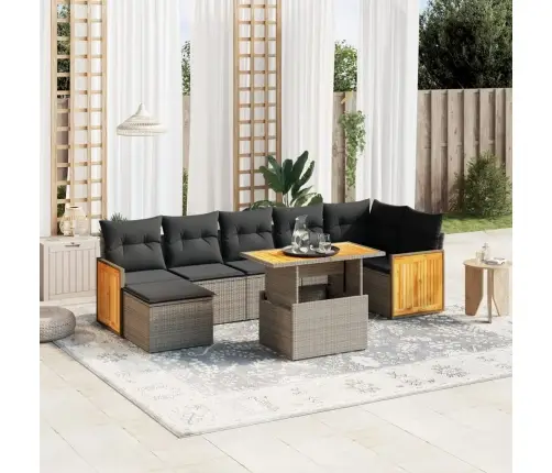 8-Daļīgs Dārza Dīvāna Komplekts Ar Matračiem, Pelēks Pe Pinums Vidaxl