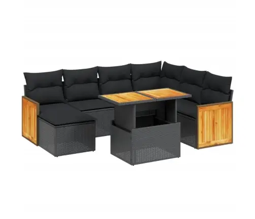 8-Daļīgs Dārza Dīvāna Komplekts, Matrači, Melna Pe Rotangpalma Vidaxl