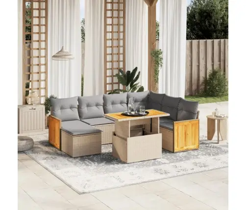 8-Osaline Aiadiivani Komplekt Patjadega, Beež, Polürotang