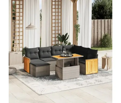 Sodo Komplektas Su Pagalvėlėmis, 8 Dalių, Pilkas, Poliratanas