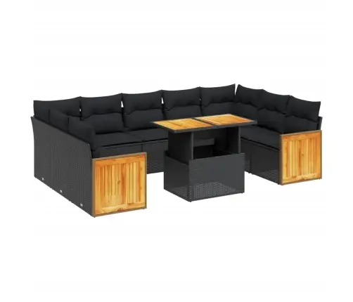 Sodo Komplektas Su Pagalvėlėmis, 10 Dalių, Juodas, Poliratanas