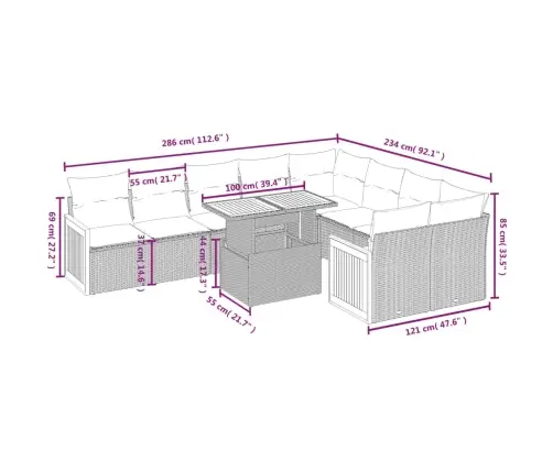 Sodo Komplektas Su Pagalvėlėmis, 10 Dalių, Juodas, Poliratanas
