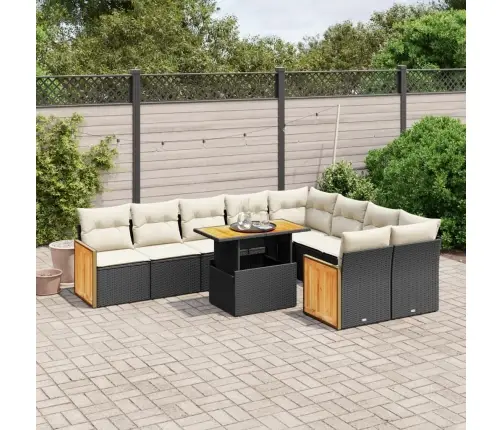 Sodo Komplektas Su Pagalvėlėmis, 10 Dalių, Juodas, Poliratanas