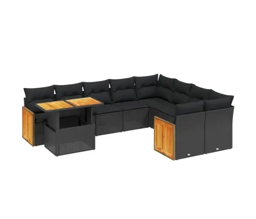 10-Osaline Aiadiivani Komplekt Patjadega, Must, Polürotang