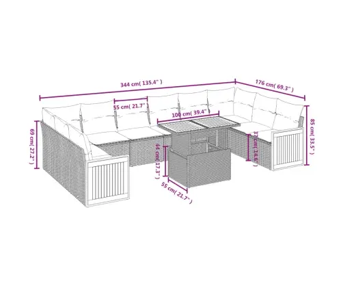 Sodo Komplektas Su Pagalvėlėmis, 11 Dalių, Smėlio, Poliratanas Sodo Komplektas Su Pagalvėlėmis, 11 Dalių, Smėlio, Poliratanas