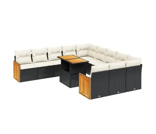 11-Daļīgs Dārza Dīvāna Komplekts, Matrači, Melna Pe Rotangpalma Vidaxl