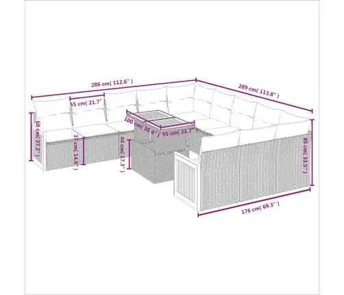 11-Osaline Aiadiivani Komplekt Patjadega, Beež, Polürotang