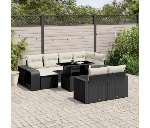 11-Daļīgs Dārza Dīvāna Komplekts, Matrači, Melna Pe Rotangpalma Vidaxl