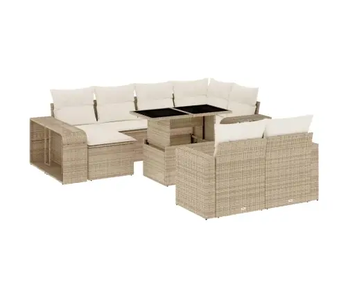 11-Daļīgs Dārza Dīvāna Komplekts, Matrači, Bēša Pe Rotangpalma Vidaxl 11-Daļīgs Dārza Dīvāna Komplekts, Matrači, Bēša Pe Rotangpalma Vidaxl