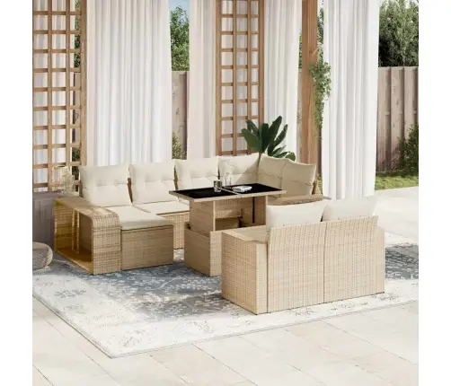 11-Daļīgs Dārza Dīvāna Komplekts, Matrači, Bēša Pe Rotangpalma Vidaxl 11-Daļīgs Dārza Dīvāna Komplekts, Matrači, Bēša Pe Rotangpalma Vidaxl